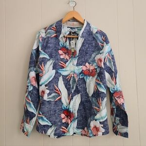 Tommy Bahama Cardona Blooms Long Sleeve Linen Button Up Shirt Tropical Floral M